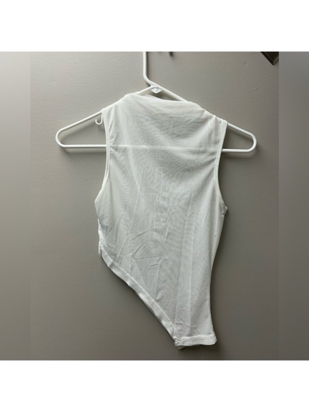 Shein White Meshed Mock Neck Tank Top